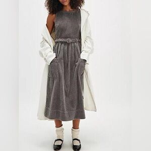 Free People The Other Side Corduroy Midi Dress | Chic Gray Midi Dress